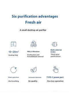 Elysium Air Purifier, H13 HEPA Air Purifier, Portable Purifier, 3 Operating Modes, Air Quality Detect, Type-C Plug, Low Noise, Filter Replace  - Image 4