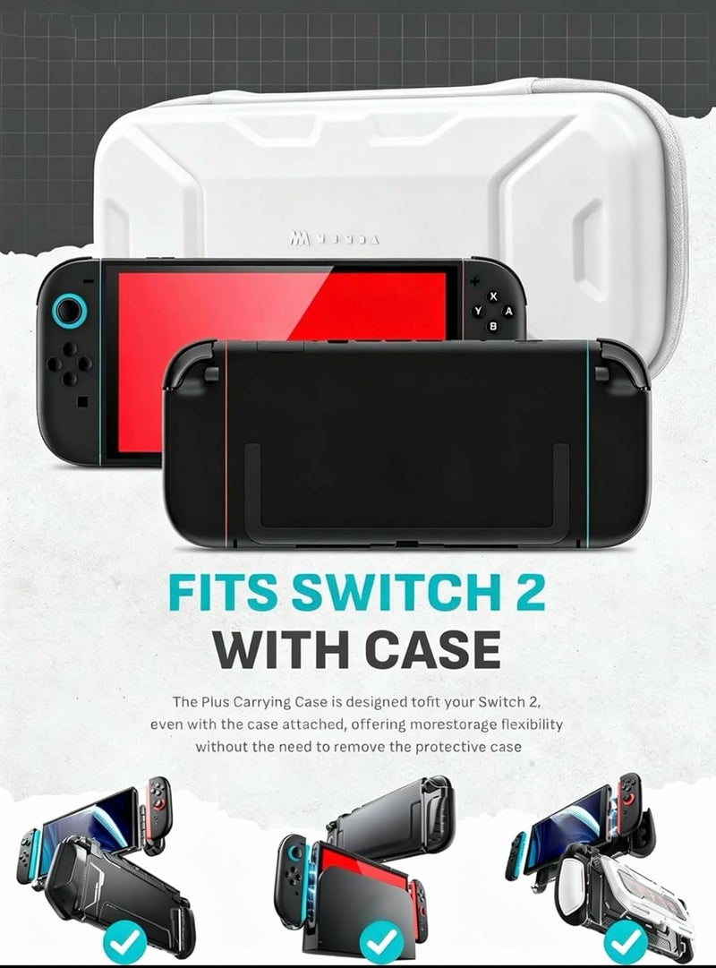 Mumba Carrying Case for Nintendo Switch 2 2025, [Plus Version] Portable Protective Travel Carry handbag Pouch for Blade/Titan Case [Large Capacity] (White) - Image 2