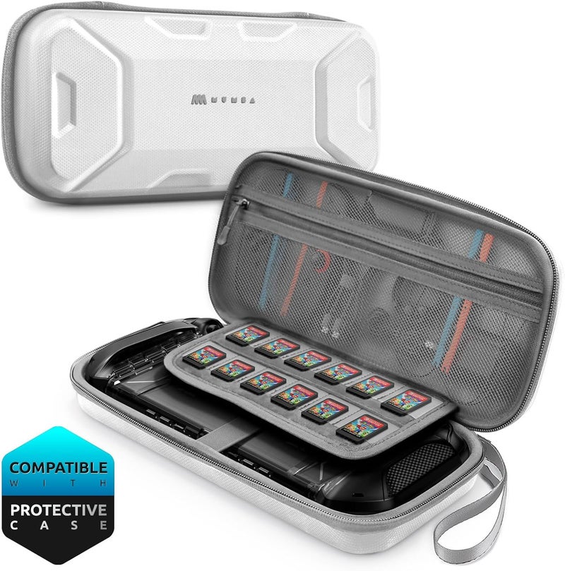 Mumba Carrying Case for Nintendo Switch 2 2025, [Plus Version] Portable Protective Travel Carry handbag Pouch for Blade/Titan Case [Large Capacity] (White) - Image 1