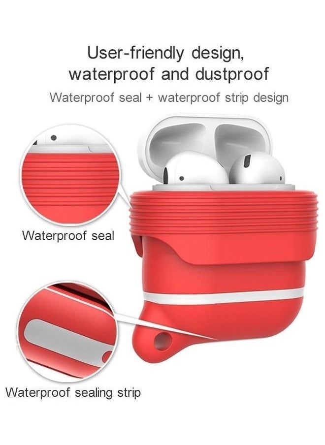 Wireless Earphone Waterproof Silicone Protective Case with Hook For Apple AirPods 1 / 2 Yellow/Blue
