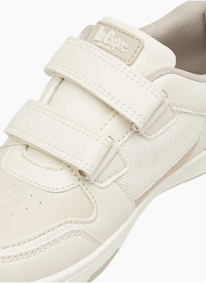 لي كوبر Boy's Logo Applique Sneakers with Hook and Loop Closure