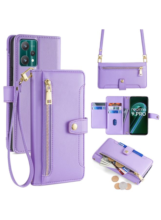 S-TOP Case For Realme 9 Pro Sheep Texture Cross-body Zipper Wallet Leather Phone Case - Image 1