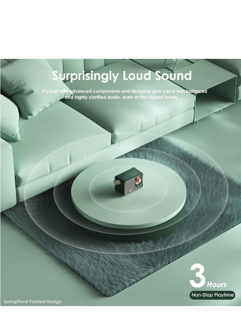 HM-11 Bluetooth Portable Radio, Retro Mini Speaker with Clear Stereo Sound, Rich Bass for iPhone, Android Devices and Tablets(Green) - Image 4