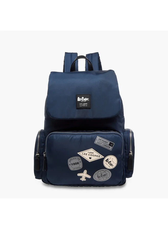لي كوبر Women Logo Applique Backpack with Adjustable Straps and Zip Closure - 13x30x40 cm