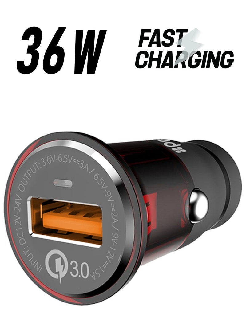 PROMATE Qualcomm Quick Charge 3.0 Car Charger Black - Image 1