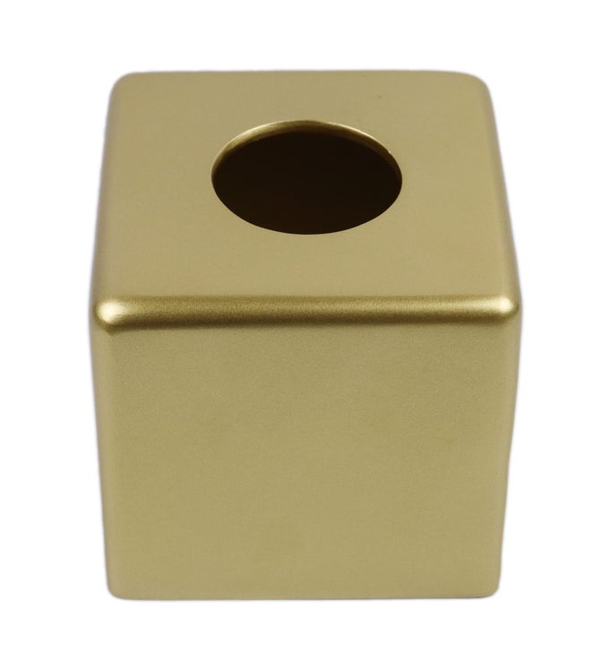 MATTE GOLD SQUARE TISSUE BOX COVER HOLDERBATHROOM ACCESSORIES DECOR UNIQUE DESIGN TISSUE BOX COVER FOR BATHROOM VANITY COUNTER TOPS FOR BEDROOMS AND LIVING ROOM