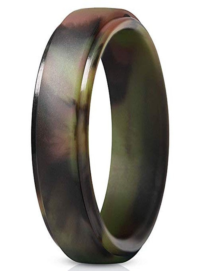 AZYOUNG Mens 8mm Wide Double Steps Silicone Wedding Band 8pcs Pack Black Blue Camo Green Rubber Rings,US Size 7-14 (11) - Image 4