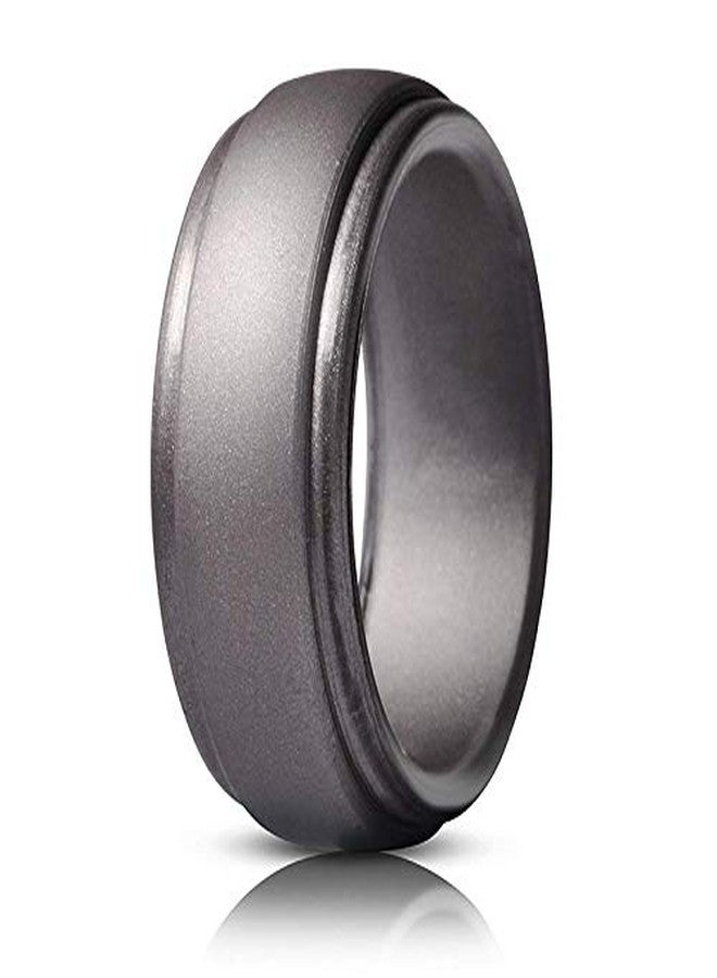 AZYOUNG Mens 8mm Wide Double Steps Silicone Wedding Band 8pcs Pack Black Blue Camo Green Rubber Rings,US Size 7-14 (11) - Image 2