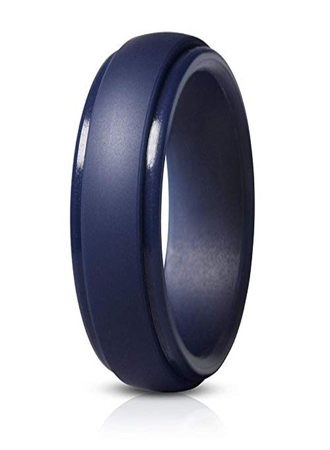 AZYOUNG Mens 8mm Wide Double Steps Silicone Wedding Band 8pcs Pack Black Blue Camo Green Rubber Rings,US Size 7-14 (11) - Image 3