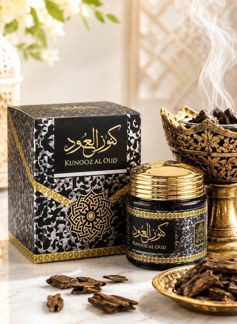 ALMAS Bakhoor Kunooz Al Oud | 40G of Authentic Arabic Wood Chip Bakhoor Incense - Aroma Lasts All Day Long - Perfect for Prayer, Namaaz, Ceremony, Meditation - Image 1