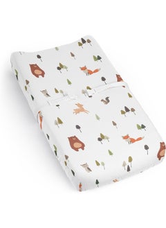 Sweet Jojo Designs Sweet Jojo Designs Woodland Animals Boy Girl Gender Neutral Unisex Baby Changing Pad Cover Sheet Infant Newborn Diaper Table Change Mat Cover Sage Green Beige Watercolor Forest Animal Brown Bear Fox  - Image 1