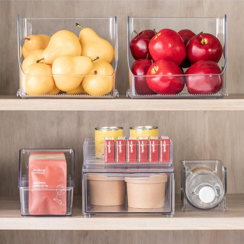 mDesign Large Plastic Food Packet Organizer Caddy for Fridge or Freezer- Storage for Kitchen, Pantry, Cabinet, Countertop - Spice Pouches, Dressing Mixes, Hot Chocolate, Rice, Taco Seasoning - Clear - Image 2