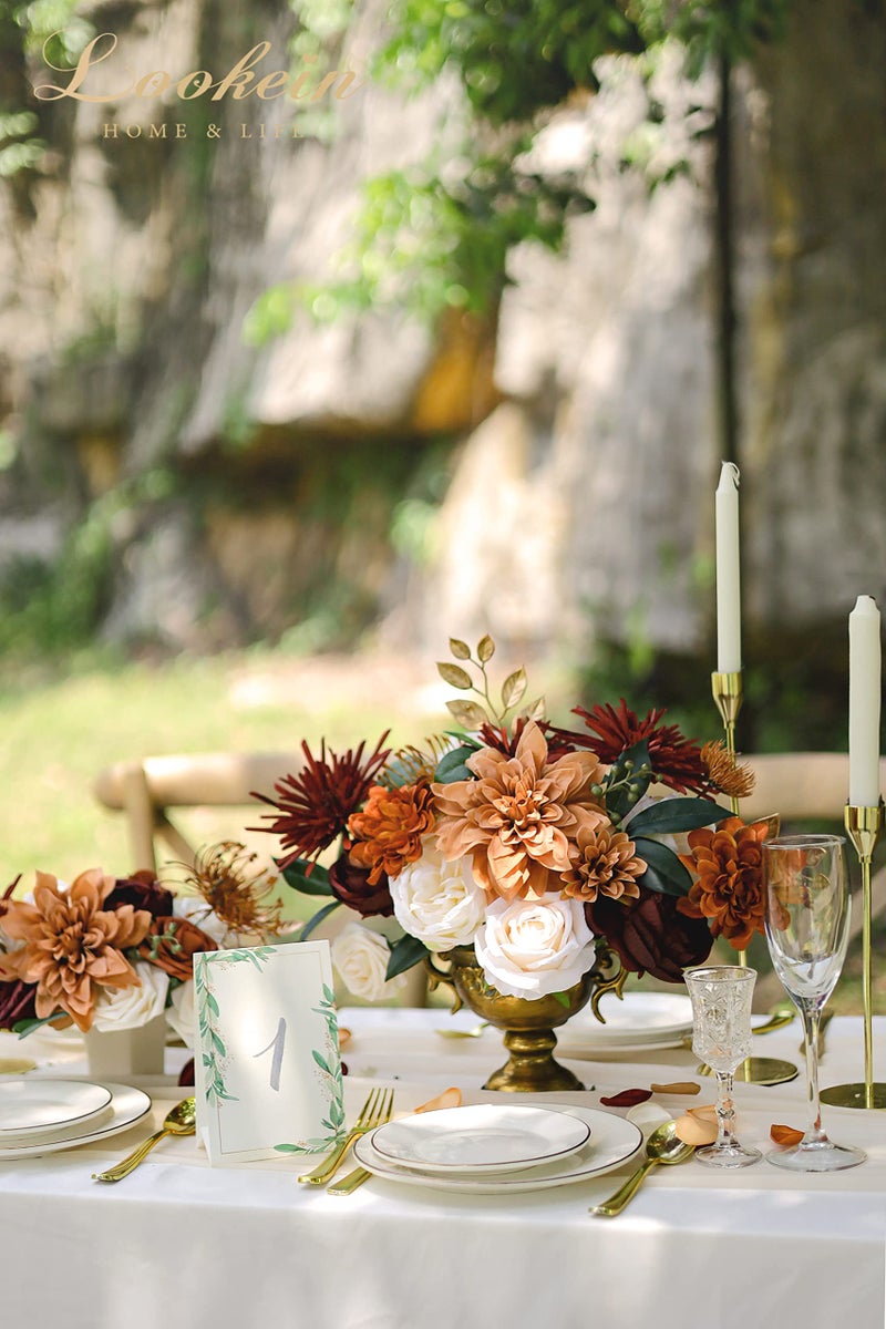 Lookein Artificial Flowers For Diy Wedding Decoration Bridal Bouquet Table Centerpieces Flower Garland Arch Flower Decoration Home Decor  Rustic Terracotta - Image 3