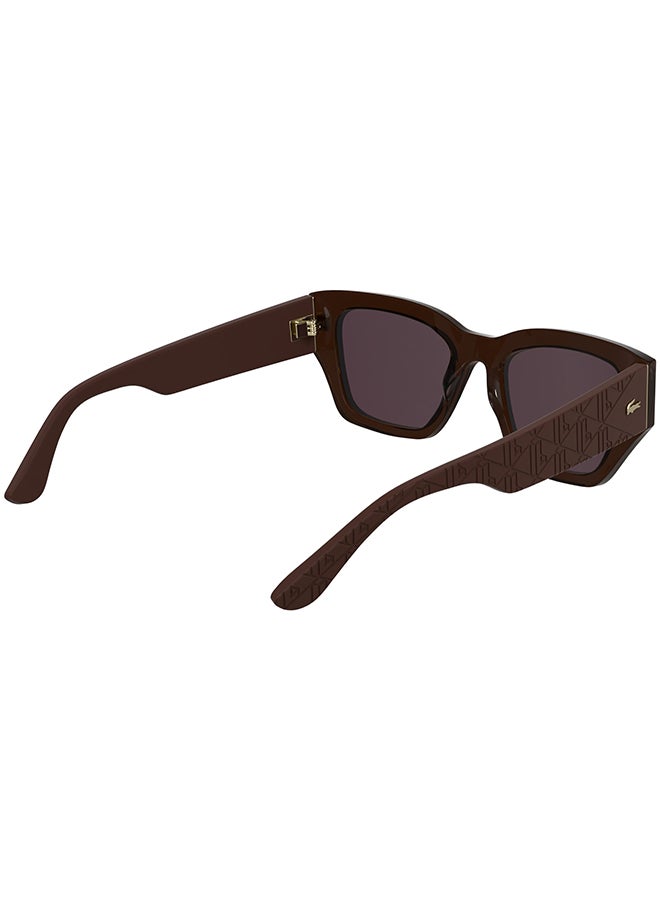 LACOSTE نظارات شمسية لاكوست كاملة الإطار من الأسيتات L6053S 5219 (210) بني داكن - Image 4