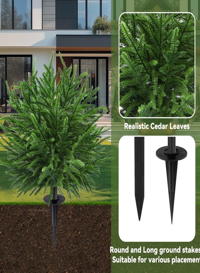 ENVEN Artificial Topiary Norfolk Island Pine Stakes 24" Real Touch Faux Evergreen Branches UV Resistant Plastic Greenery Potted Plant Fillers for Outdoor Garden Patio Porch Gravestone Decoration - Image 4