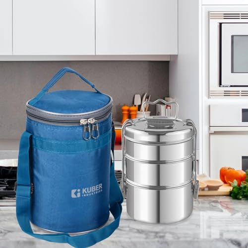 Kuber Industries Insulated Lunch Bag for Office, College, Adults - Reusable with Handle - Sky Blue - Image 2