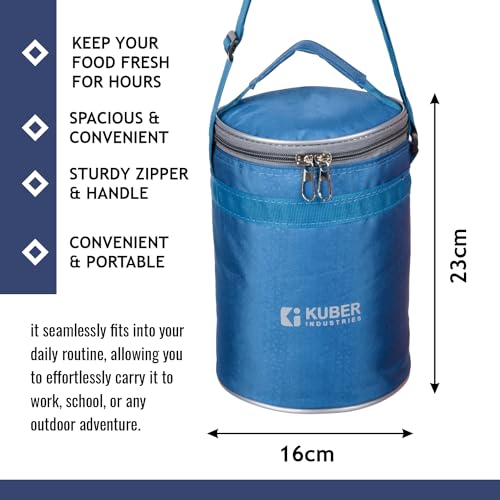 Kuber Industries Insulated Lunch Bag for Office, College, Adults - Reusable with Handle - Sky Blue - Image 3