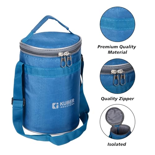 Kuber Industries Insulated Lunch Bag for Office, College, Adults - Reusable with Handle - Sky Blue - Image 5