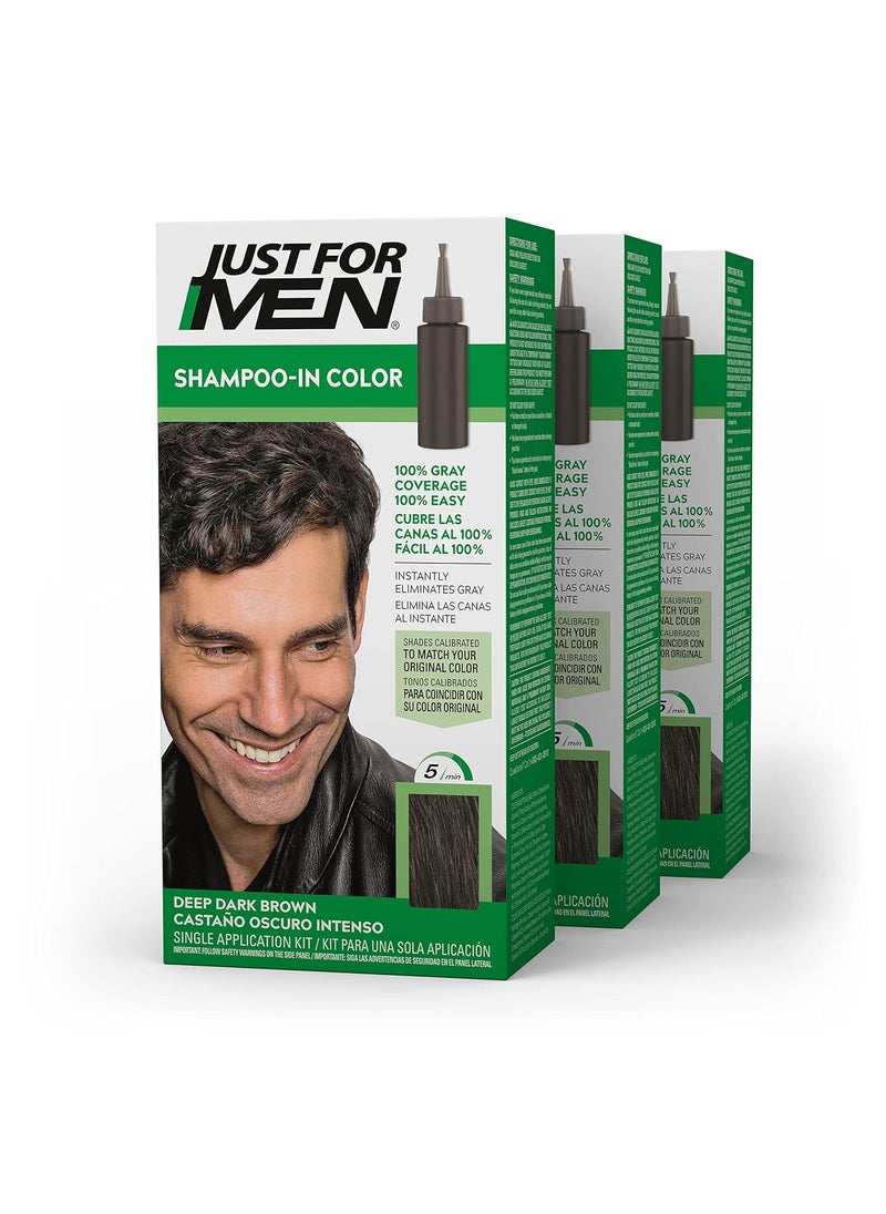 Just For Men Just For Men ShampooIn Color Formerly Original Formula Mens Hair Color with Keratin and Vitamin E for Stronger Hair  Deep Dark Brown H46 Pack of 3 