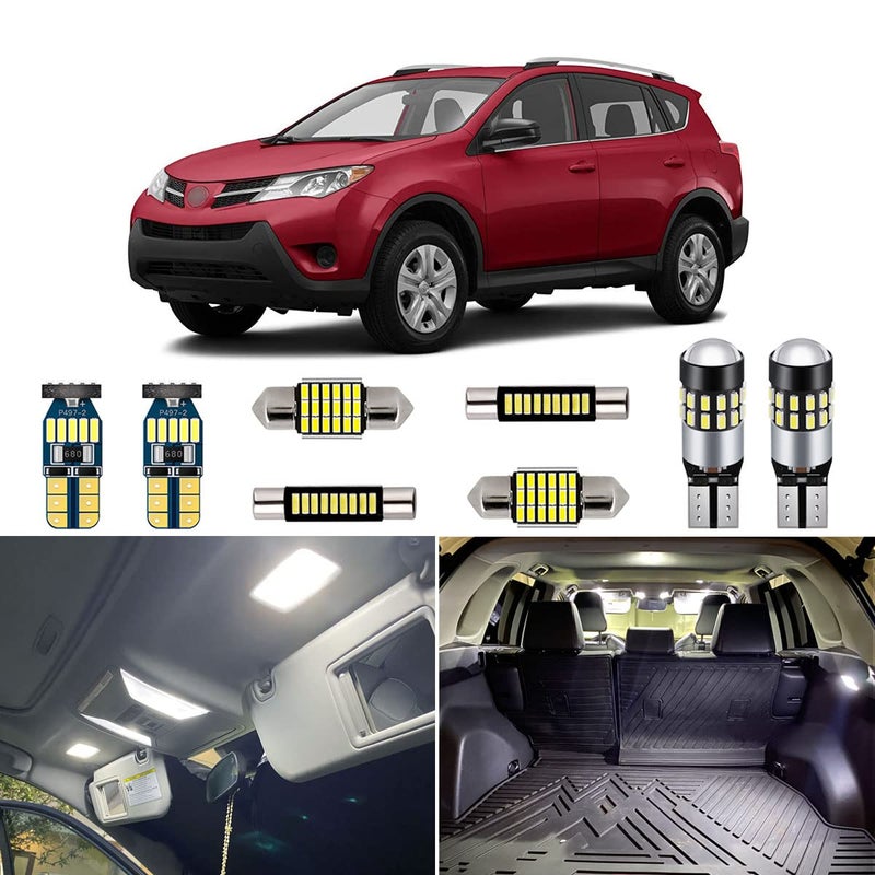مجموعة مصابيح LED داخلية بيضاء فائقة السطوع 6000K من AUTOGINE لسيارة تويوتا RAV4 2013 2014 2015