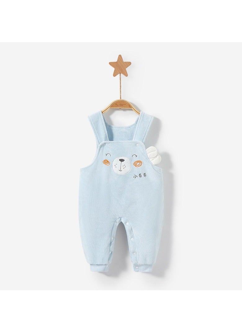 xozgdovg Baby pants New warm jacket button cotton pants overalls baby cotton clothes children's blue 