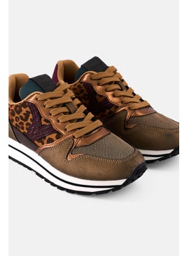 Victoria Women Animal Print Lace Up Casual Shoes, Brown  - Image 3