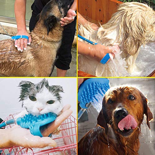 POODLES Pet Bathing Tool Shower Sprayer and Scrubber Handheld Massage Hose Pipe and 2 Faucet for Pet 7.5 ft - Image 4