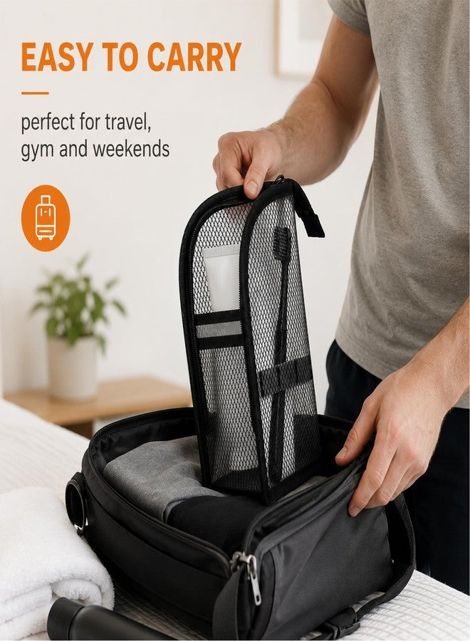 hinbkenla Standing Toiletry Bag,Portable Lightweight Travel Toiletry Bag,Self Standing Travel Toiletry Pouch Foldable Clear Hanging Travel Toiletry Bag Cosmetic Organiser Storage(Black) - Image 4