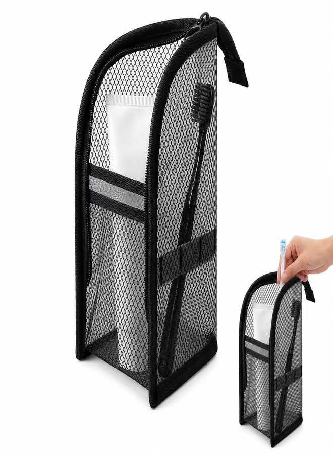 hinbkenla Standing Toiletry Bag,Portable Lightweight Travel Toiletry Bag,Self Standing Travel Toiletry Pouch Foldable Clear Hanging Travel Toiletry Bag Cosmetic Organiser Storage(Black) - Image 1