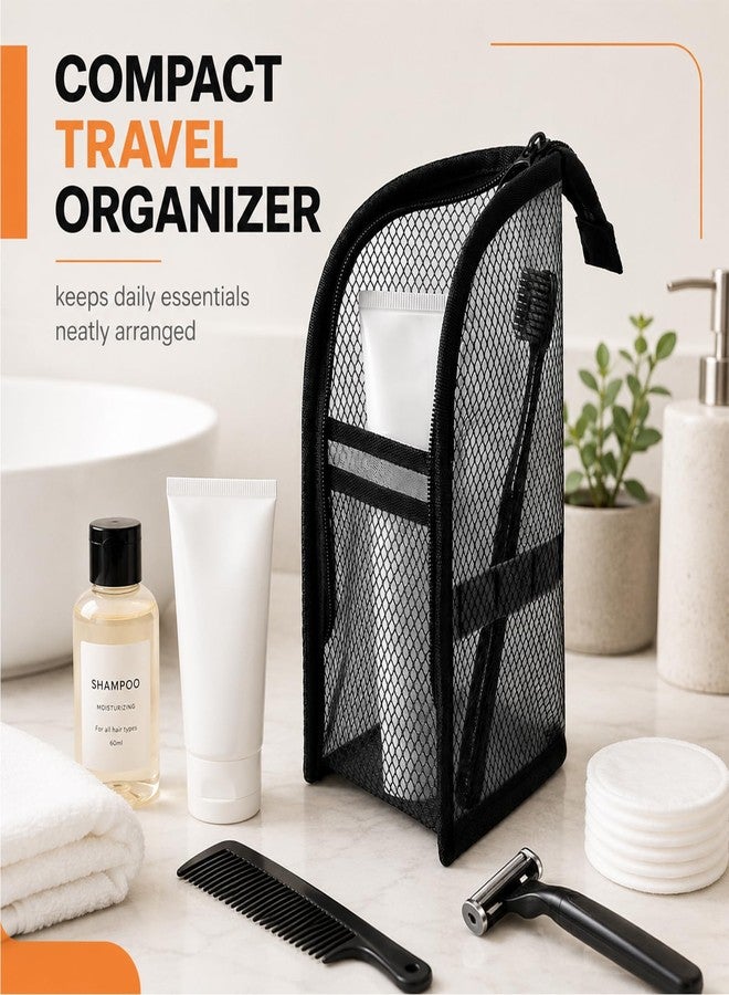 hinbkenla Standing Toiletry Bag,Portable Lightweight Travel Toiletry Bag,Self Standing Travel Toiletry Pouch Foldable Clear Hanging Travel Toiletry Bag Cosmetic Organiser Storage(Black) - Image 5