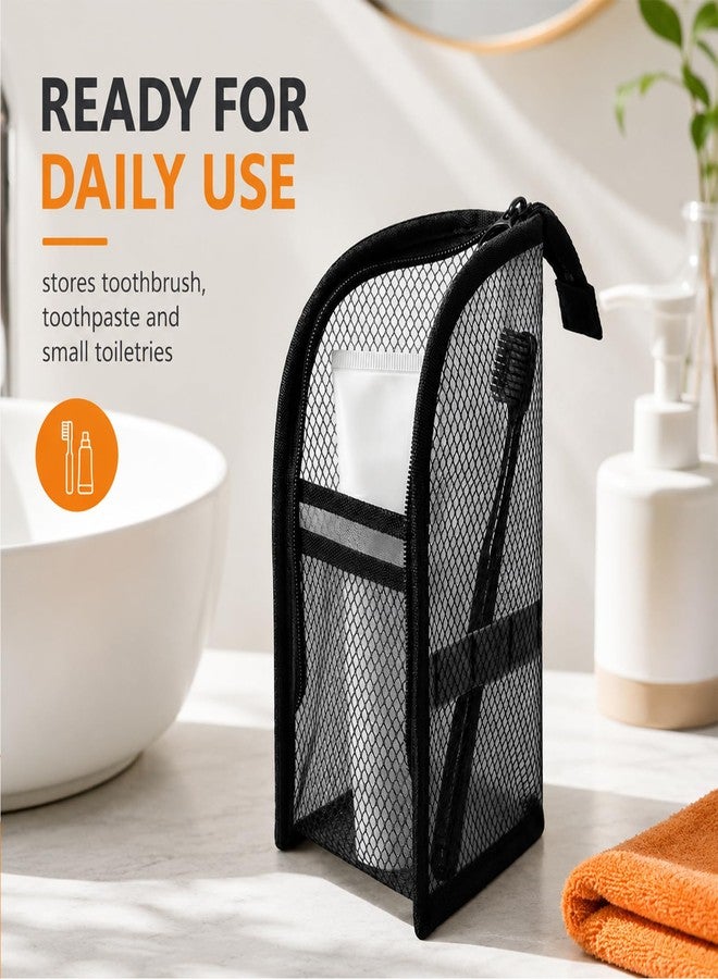 hinbkenla Standing Toiletry Bag,Portable Lightweight Travel Toiletry Bag,Self Standing Travel Toiletry Pouch Foldable Clear Hanging Travel Toiletry Bag Cosmetic Organiser Storage(Black) - Image 3