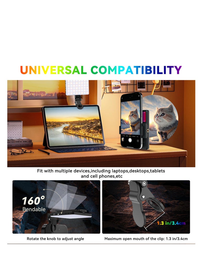 Excefore RGB Video Lights, Selfie Light, LED Camera Light 360° Full Color Portable Photography Lighting, 3 Color Temperatures, 24 Special Effects Modes for Selfie, for Phone, Laptop  - Image 5