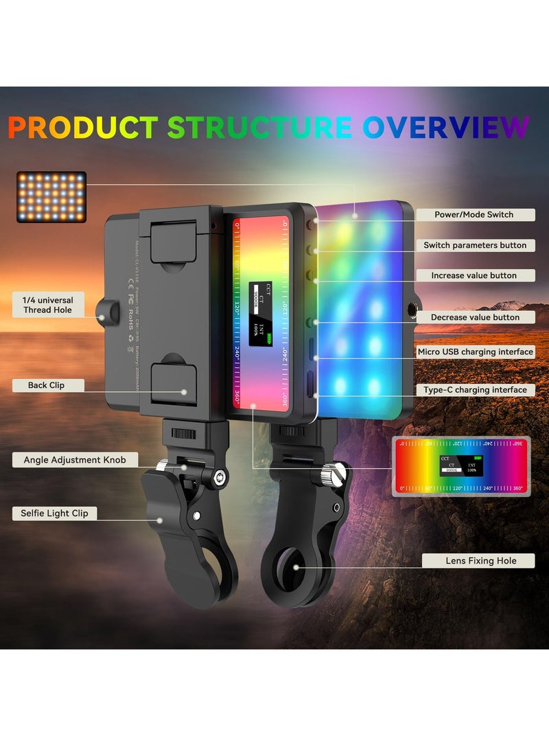 Excefore RGB Video Lights, Selfie Light, LED Camera Light 360° Full Color Portable Photography Lighting, 3 Color Temperatures, 24 Special Effects Modes for Selfie, for Phone, Laptop  - Image 3