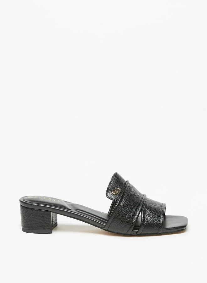 Celeste Womens Textured Slip-On Sandals With Block Heels
