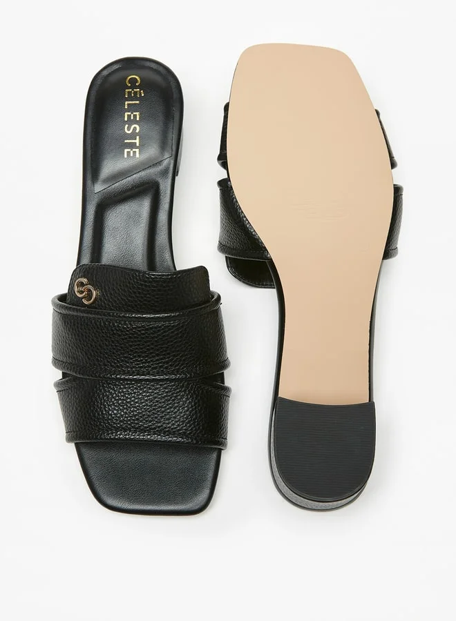 Celeste Womens Textured Slip-On Sandals With Block Heels