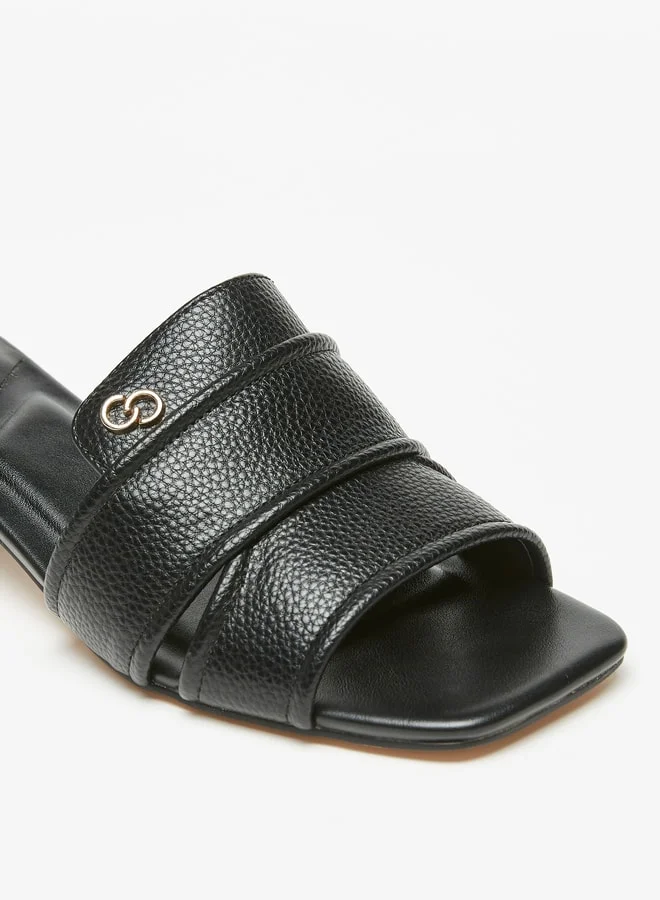 Celeste Womens Textured Slip-On Sandals With Block Heels