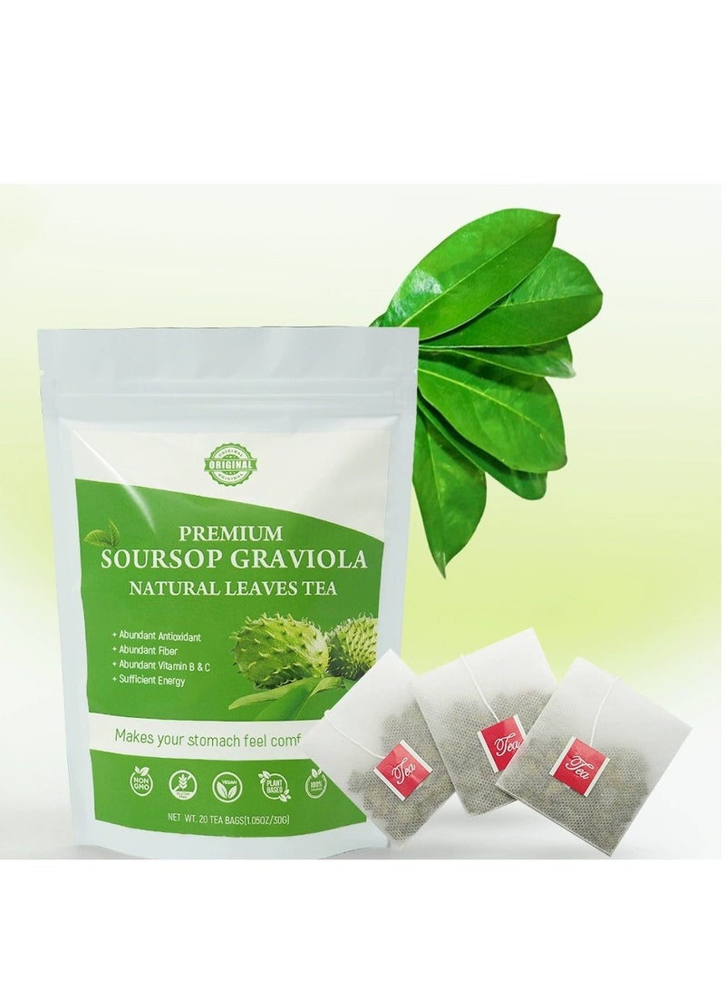 Wins Town 100% Pure Soursop Graviola Leaves tea,Annona muricata - Guanabana - Premium Quality 100% Pure Leaf ,1.5g*20 tea bags - Image 1