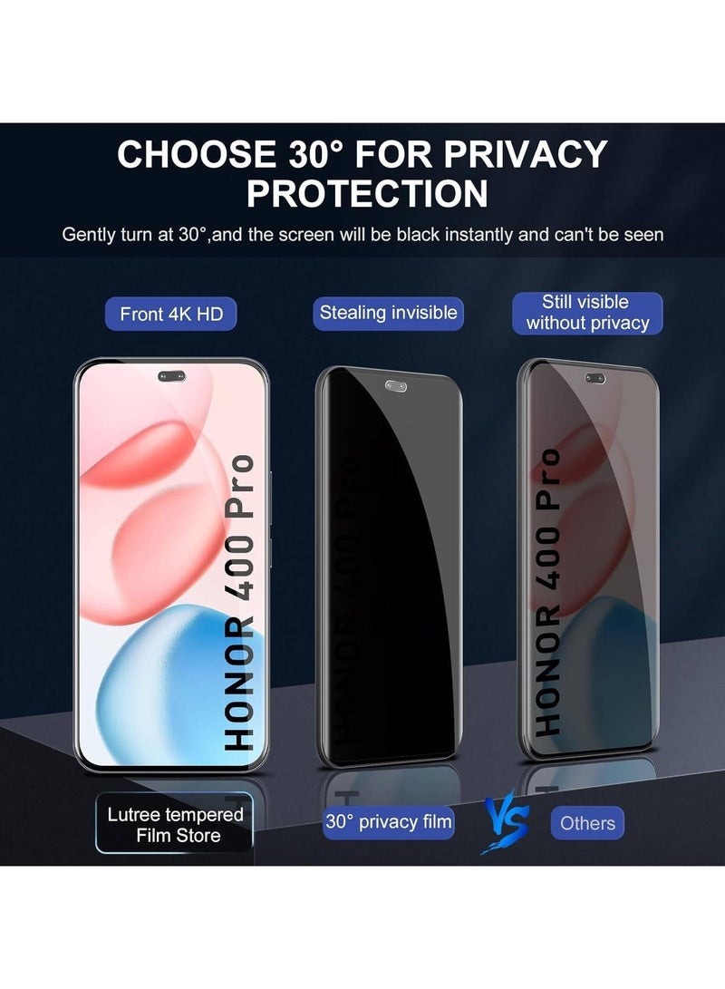2-Pack Privacy Screen Protector Compatible with Honor 400 Pro 5G 2025, 9H Tempered Glass Screen Protector Anti-spy, Scratch-resistant, Shockproof, Bubble-free, Privacy Protection for Honor 400 Pro - Image 3