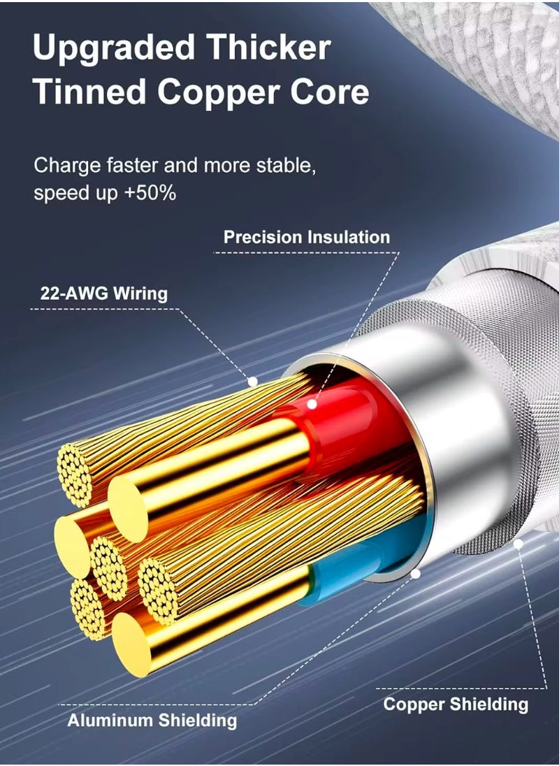 جيميناي - كيبل شاحن تايب سي مقاوم للقطع  يدعم الشحن السريع  1 متر من usb-c الى usb-c بسرعة 60w متوافقة مع ايفون 15وايفون 16 وهواوي وسامسونج وجميع اجهزة دات مدخل تايب سي - Image 1
