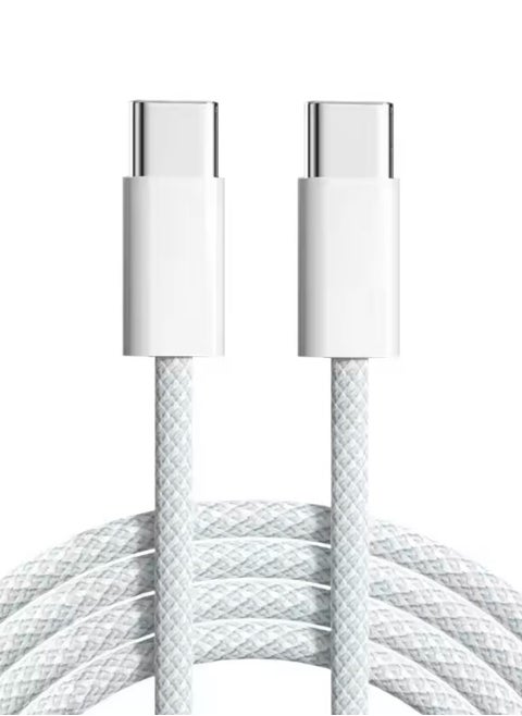 كيبل شاحن تايب سي مقاوم للقطع  يدعم الشحن السريع  1 متر من usb-c الى usb-c بسرعة 60w متوافقة مع ايفون 15وايفون 16 وهواوي وسامسونج وجميع اجهزة دات مدخل تايب سي
