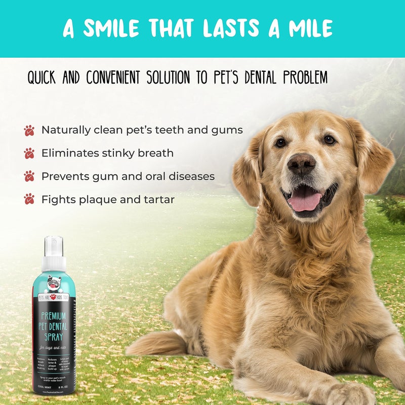Pets Are Kids Too Pets Are Kids Too Premium Pet Dental Spray - 8oz Mint Dog Breath Freshener Cat Dental Care Dog Dental Mouthwash Dog Spray Dog Teeth Cleaning Fights Tartar Plaque Gum Disease Dog Breath Water Additive - Image 2