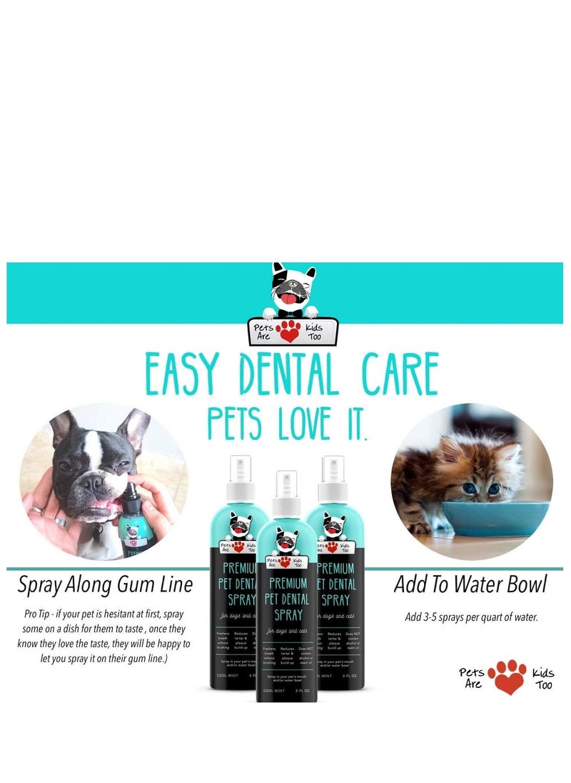 Pets Are Kids Too Pets Are Kids Too Premium Pet Dental Spray Large - 8 fl oz- pack of 1 - Eliminate Bad Dog Breath & Bad Cat Breath Fights Plaque Tartar & Gum Disease Without Brushing Add to Water Digestive Aid  - Image 3