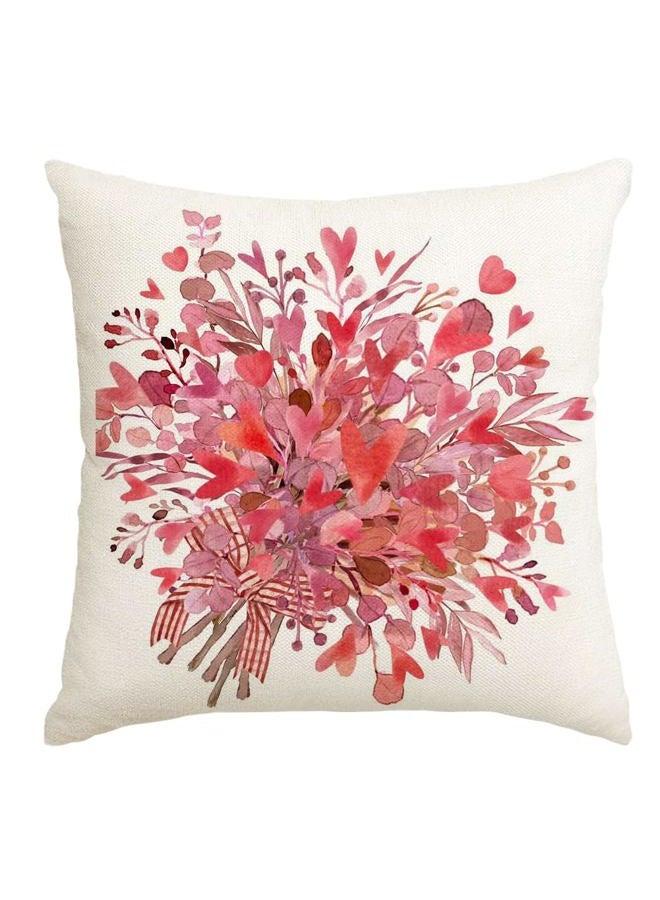 RABUSOFA Valentines Pillow Covers 18x18 Inch,Pink Heart Floral Decor Bow Wedding Holiday Outdoor Square Cushion Case Decoration for Home Sofa Couch Gift(Pink, 18" x 18" (Pack of 1)) - Image 1