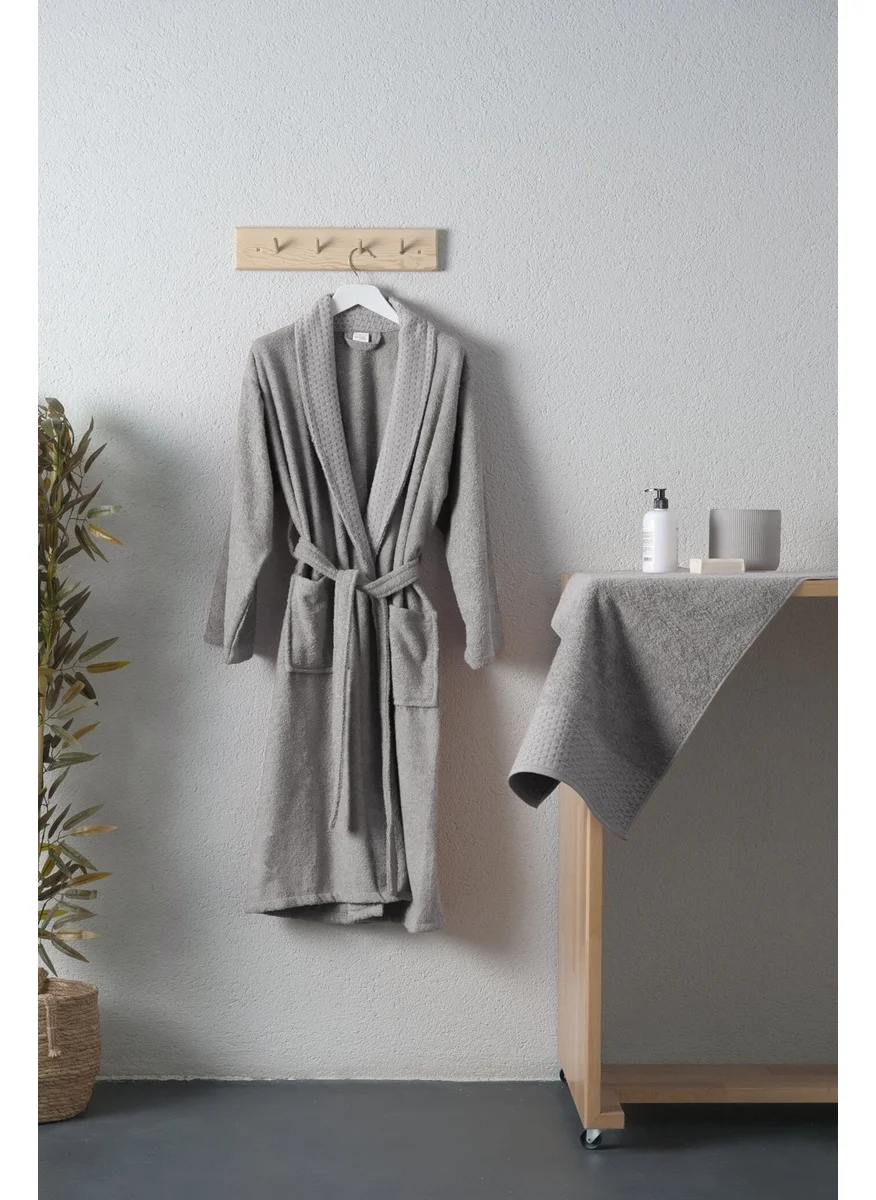 Favora Tuwa Cotton XXL Size Single Bathrobe Set - Anthracite