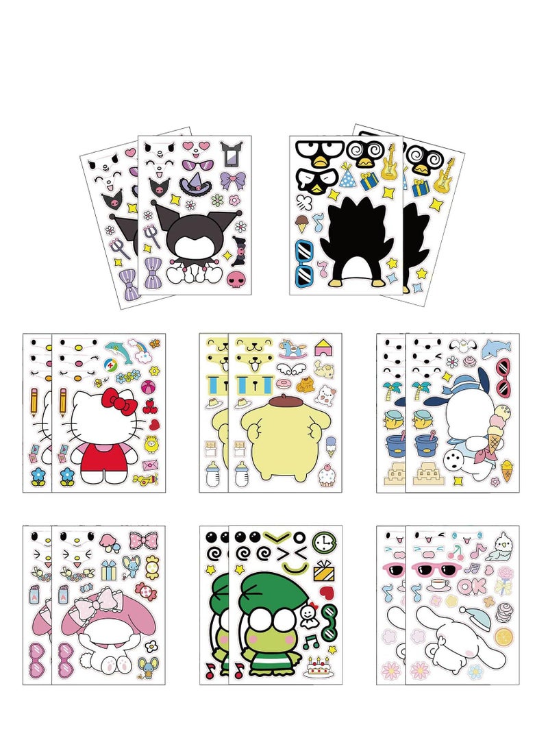 SYOSI 16 PCS Make A Face Sticker for Kids, Make Your Own Cartoon Sticker Sheets for Toddlers, Cartoon Party Favors Mix and Match Stickers Birthday Party Paper Craft Game Activities Fun Project  - Image 1