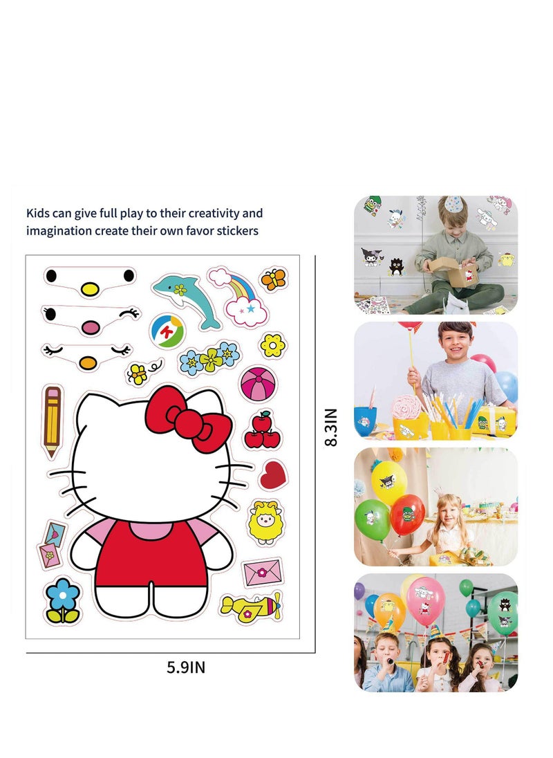 SYOSI 16 PCS Make A Face Sticker for Kids, Make Your Own Cartoon Sticker Sheets for Toddlers, Cartoon Party Favors Mix and Match Stickers Birthday Party Paper Craft Game Activities Fun Project  - Image 2