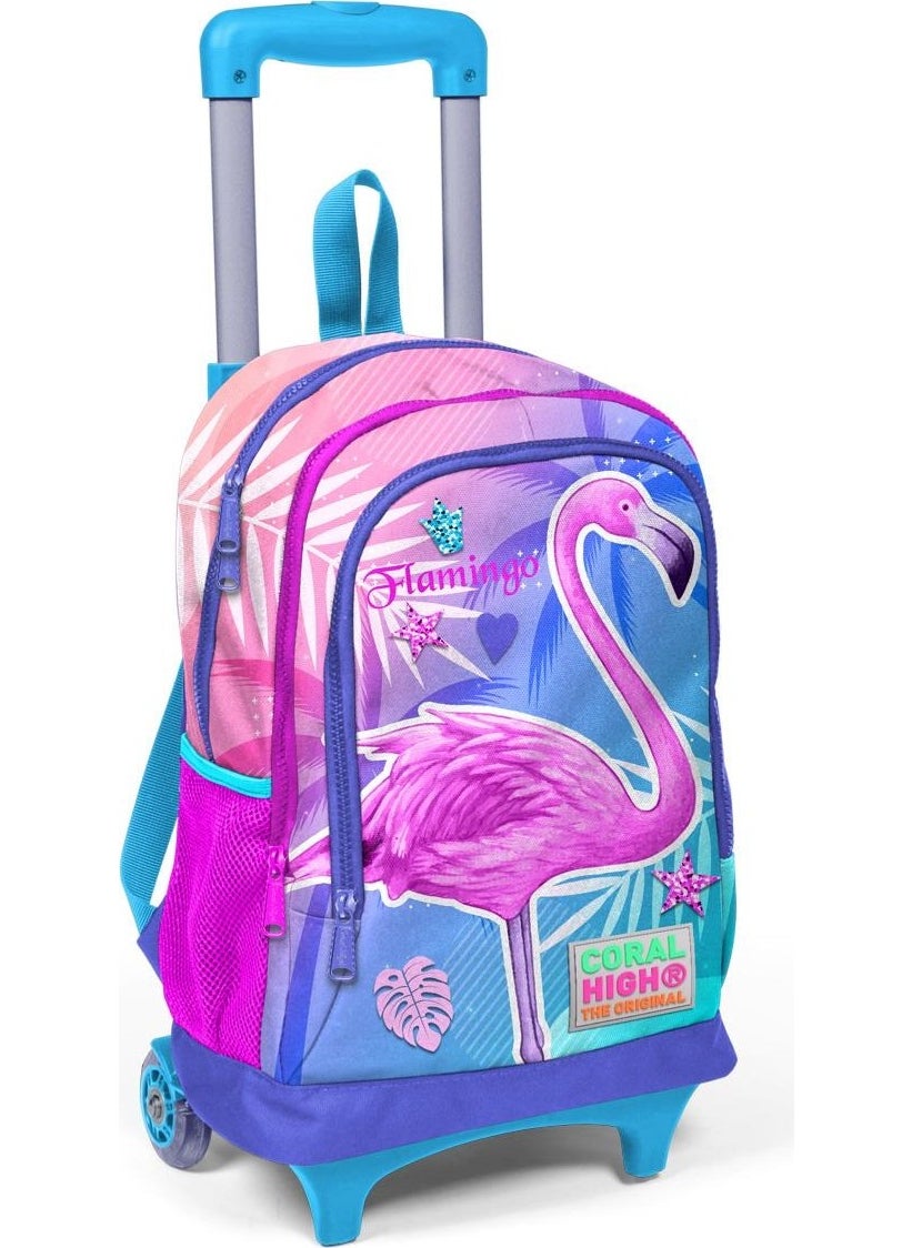 CORAL HIGH - Kids Lavender Pink Flamingo Patterned 3-Piece School Bag Set SET0123905 - Image 1
