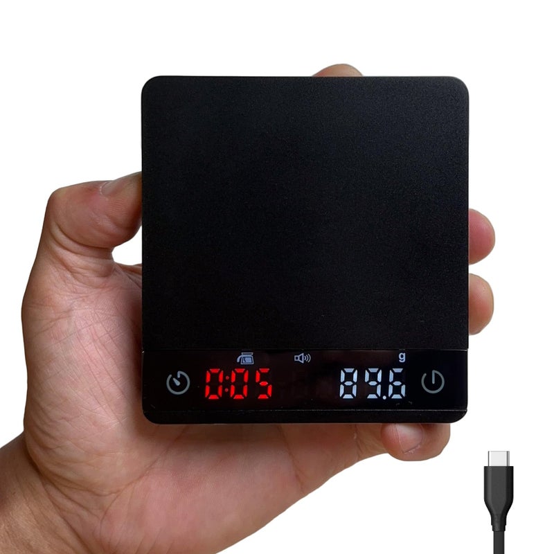 MiiCoffee Nano Pro Coffee Scale with Timer Espresso Scale with Auto Tare Aluminum Body Touch Sensor and Silicone Cover Black