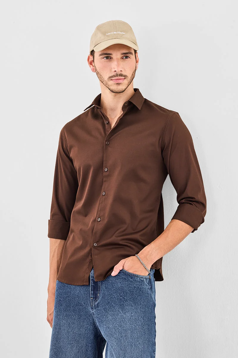 SNITCH Core Lab Satin Slim Fit Shirt