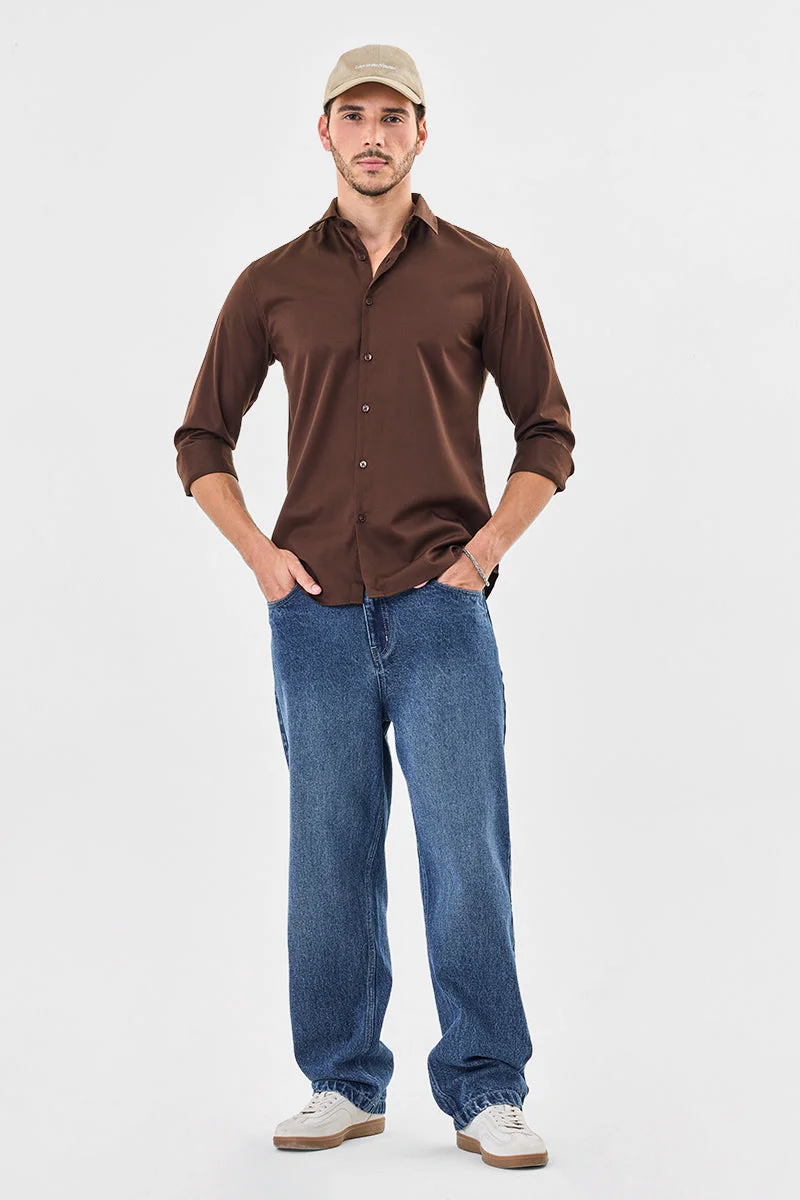 SNITCH Core Lab Satin Slim Fit Shirt